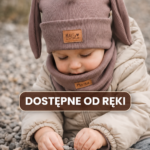 Czapka królik z długimi uszkami z kominem w kolorze czekolada